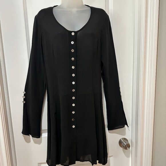 Vintage Mevisto Black Sheer Long Sleeve Dress, Size 8 - Picture 2 of 16